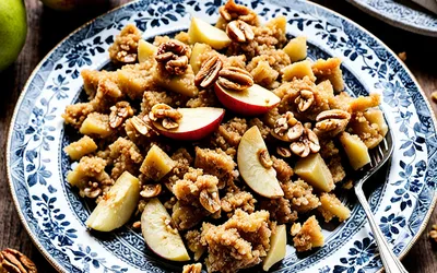 Recette facile de crumble aux pommes et noix croustillant et gourmand
