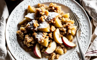 Recette facile de crumble aux pommes pour une personne - dessert croustillant