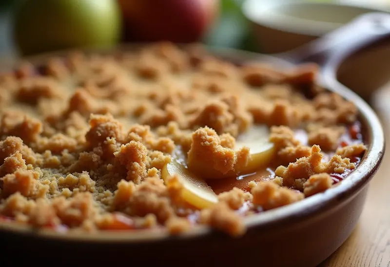 Crumble fondant aux pommes et poires caramélisées
