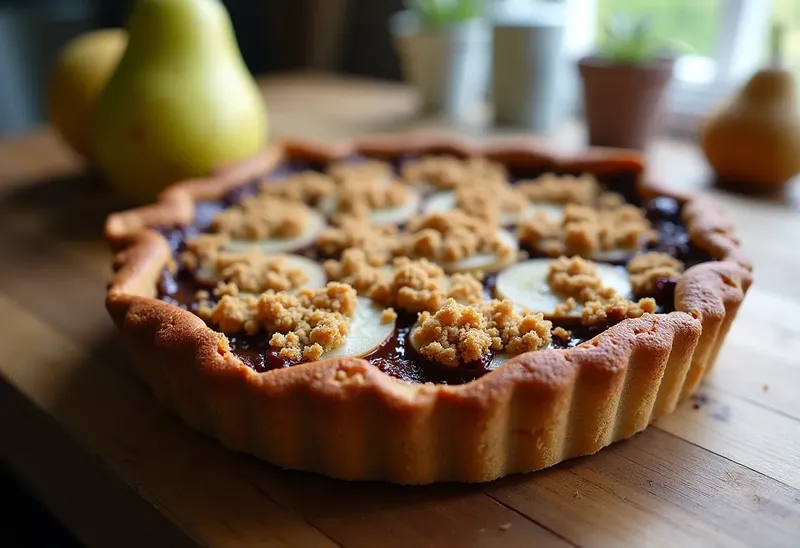 Crumble gourmand poires et chocolat fondant