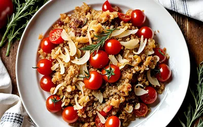 Recette facile de crumble salé aux tomates et oignons fondants