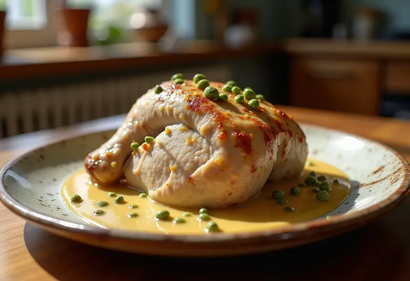 Cuisse de dinde fondante à la crème onctueuse au poivre vert