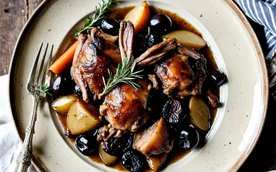 Cuisses de lapin mijotées aux fruits frais et secs : recette savoureuse et facile