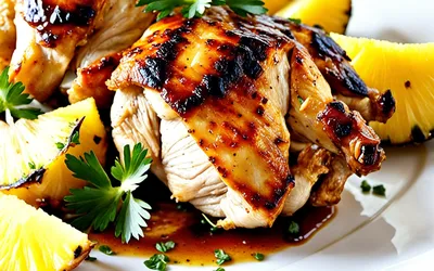Recette facile de cuisses de poulet rôties à l'ananas caramélisé