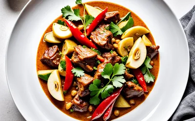 Recette facile de curry d'agneau aux pommes, bananes et poivrons