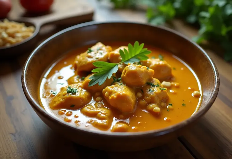 Curry de poulet crémeux aux cacahuètes et épices douces