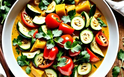 Recette facile de curry léger de légumes d'été au lait de coco