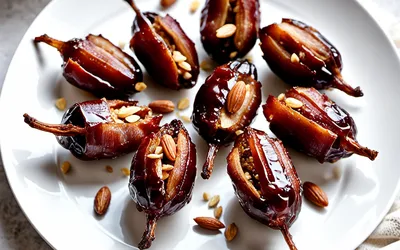 Recette facile de dattes au bacon croustillant et amandes - Apéritif gourmand