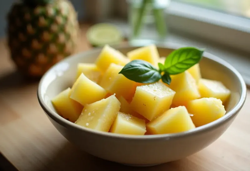 Délice d'Ananas Frais au Basilic Aromatique