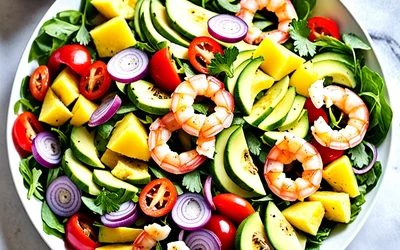 Recette salade exotique Soleil d'Hawaï avec crevettes et ananas frais