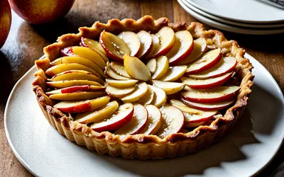 Image de la recette Délicieuse tarte aux pommes caramélisées à la crème onctueuse