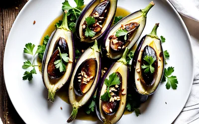 Recette facile d'aubergines rôties aux amandes croquantes