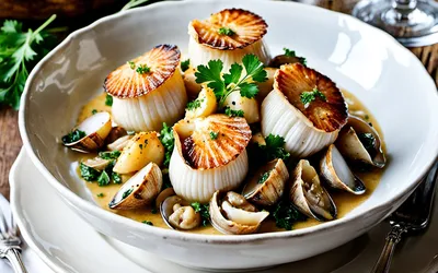 Recette facile de cassolettes de coquilles Saint-Jacques à la normande gratinées
