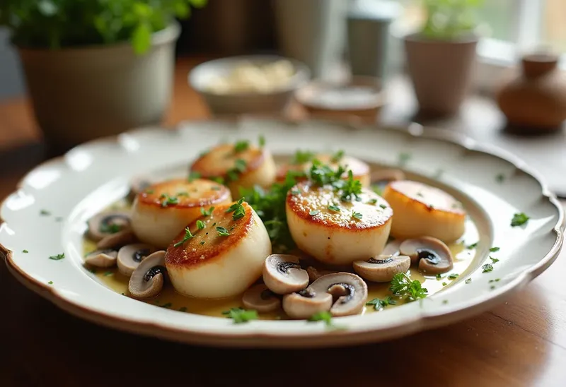 Délicieuses Coquilles Saint-Jacques aux Quenelles et Champignons Crémeux