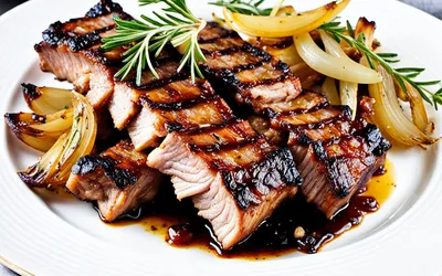 Recette facile de côtes de porc grillées à l'oignon caramélisé