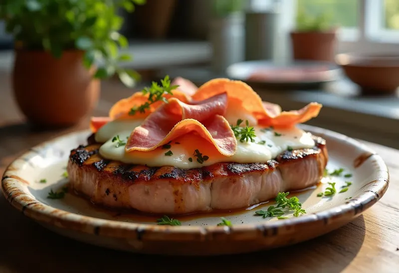 Délicieuses Côtes de Veau Grillées à la Mozzarella et Jambon Cru
