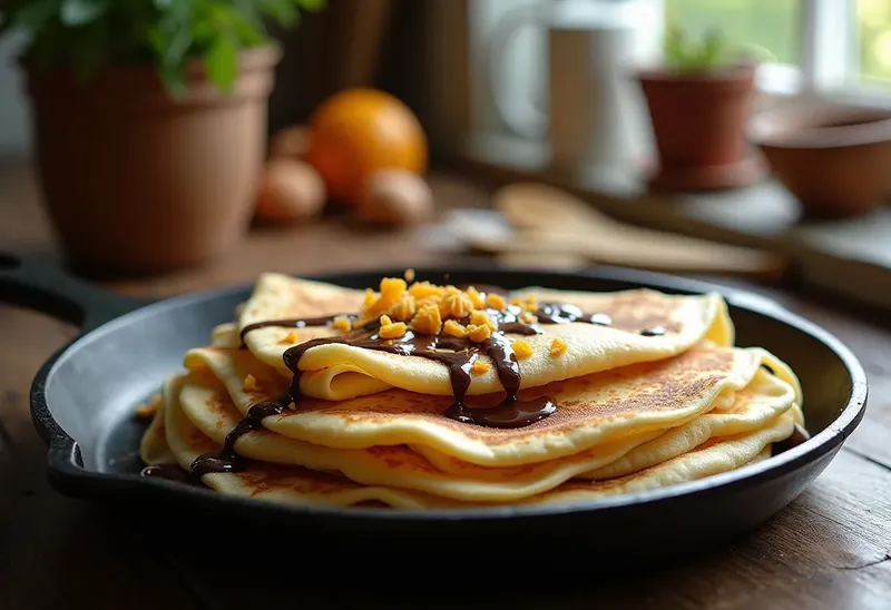 Délicieuses crêpes moelleuses au chocolat et à l'orange