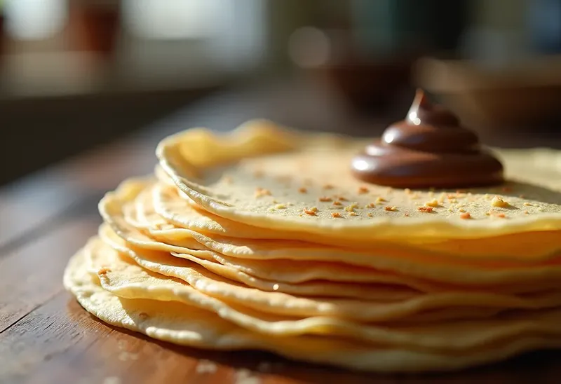 Photo de Délicieuses crêpes moelleuses garnies d'une mousse au chocolat onctueuse