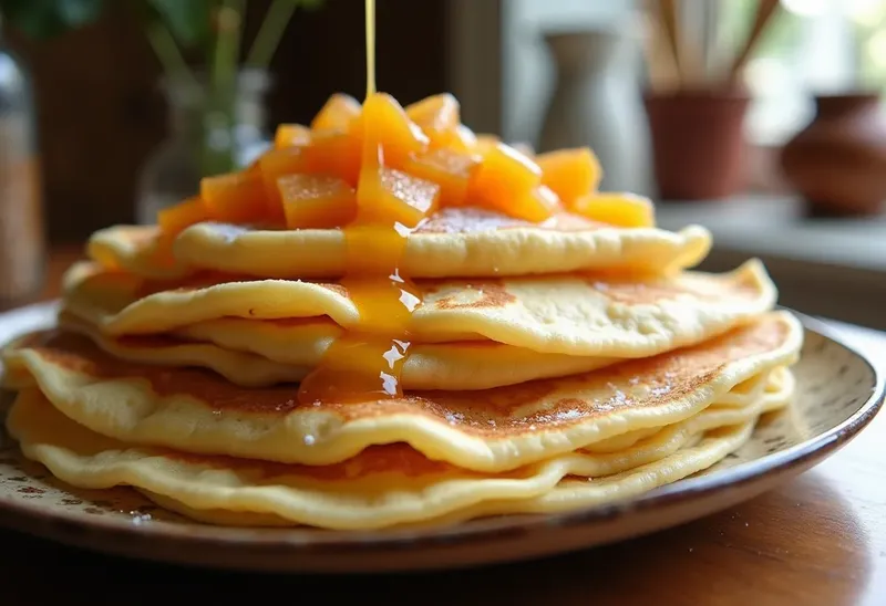 Délicieuses crêpes moelleuses nappées d'un caramel à l'orange maison