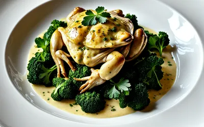 Recette facile et savoureuse de cuisses de grenouille à la crème d'ail