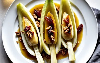Recette facile d'endives caramélisées au miel et noix, entrée gourmande