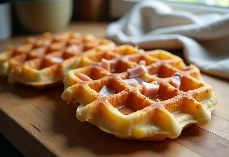 Délicieuses Gaufres Salées au Jambon et Gouda Fondant