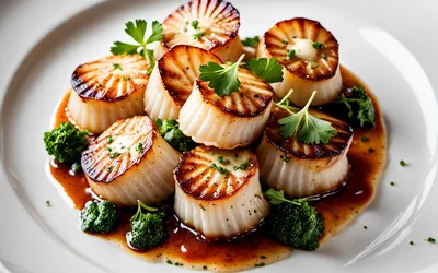 Recette facile et gourmande de Noix de Saint-Jacques poêlées à la crème d'ail et persil
