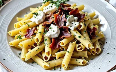 Recette facile de pâtes au chèvre, thym et lardons – plat savoureux et rapide