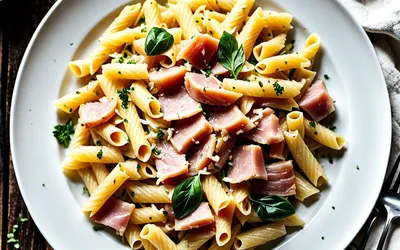Recette facile de pâtes au jambon crémeuses pour 1 personne