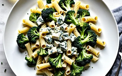 Recette facile et rapide de pâtes au roquefort et brocolis crémeux