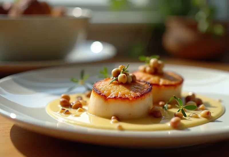 Délicieuses Saint-Jacques au Beurre Blanc Crémeux et Noisettes Croquantes
