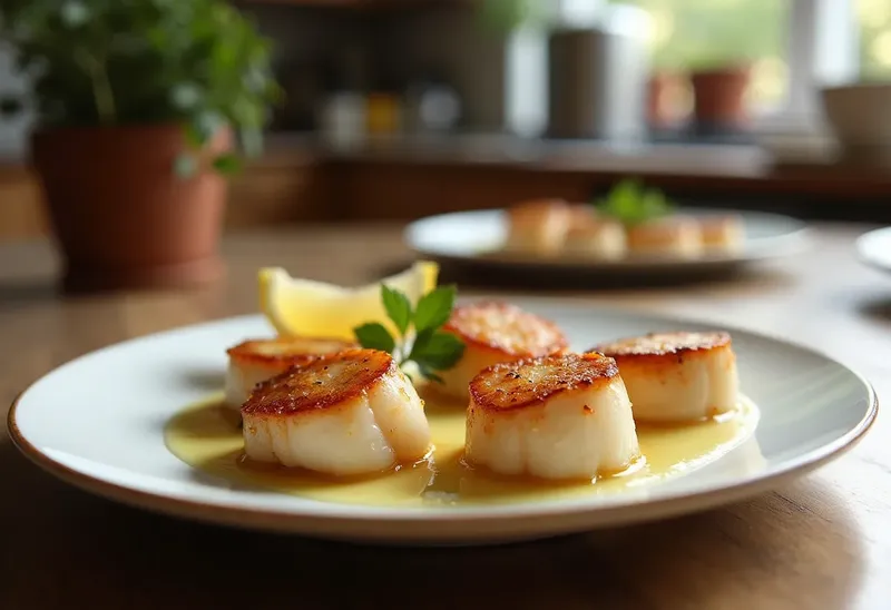 Délicieuses Saint-Jacques poêlées au vin blanc et beurre citronné