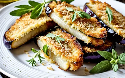 Tranches d'aubergines panées croustillantes et dorées - Recette facile