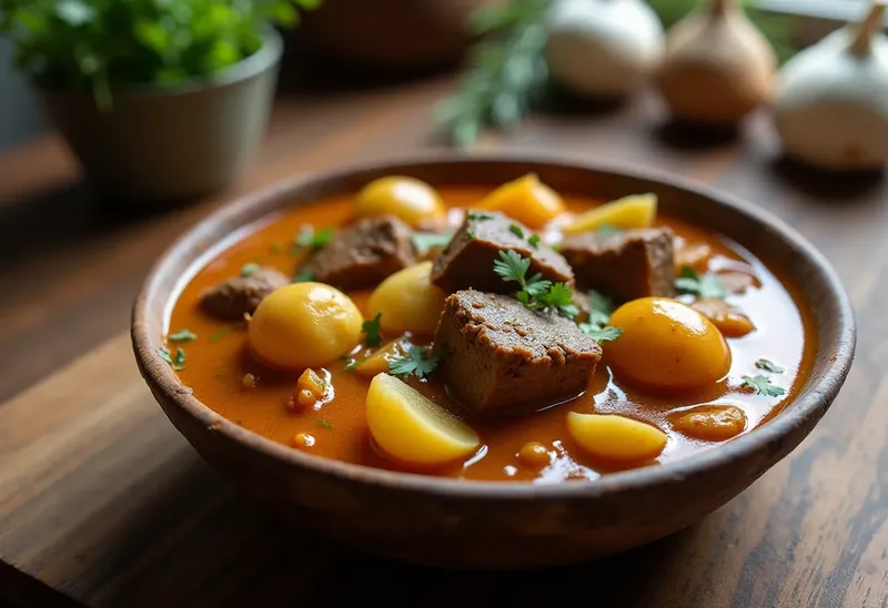 Délicieux Bœuf mijoté au curry avec pommes de terre fondantes
