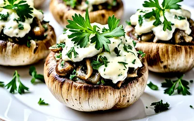 Recette facile de champignons de Paris farcis au Boursin - Entrée gourmande