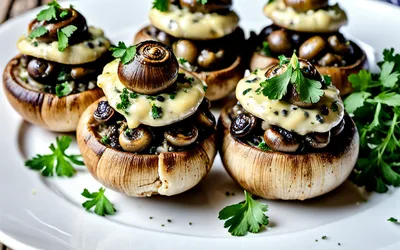 Recette facile de champignons farcis aux escargots et carré frais