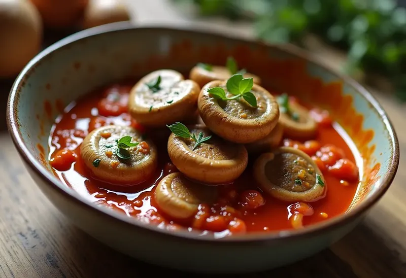 Délicieux champignons mijotés à la sauce tomate maison