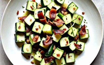 Recette facile de dés de courgettes aux lardons sautés