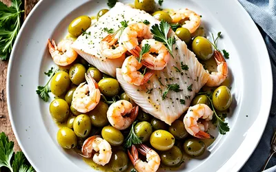 Recette facile de filet de poisson aux crevettes et olives - Saveurs méditerranéennes