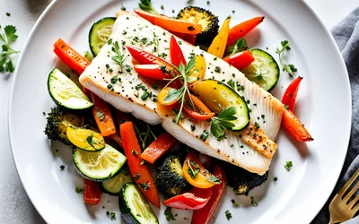Recette facile de filet de poisson aux légumes rôtis au four, sain et rapide