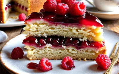 Recette facile et gourmande de gâteau moelleux à la gelée de framboises