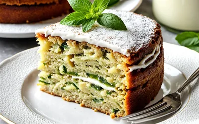 Recette facile de gâteau moelleux sucré aux courgettes pour une personne