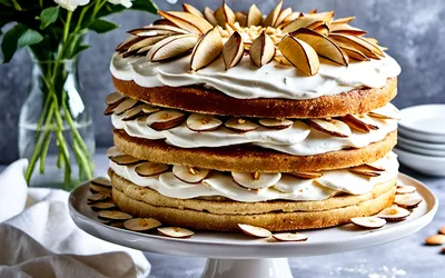 Recette Kvæfjordkake Norvégien : Gâteau Meringué aux Amandes et Crème Vanillée