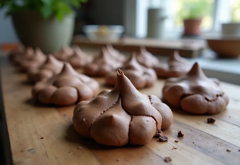 Délicieux petits gâteaux meringués au chocolat fondant