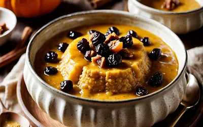 Recette facile et gourmande de pudding au potiron et raisins secs