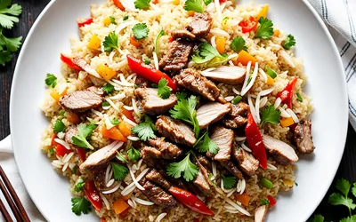 Recette facile de riz sauté au bœuf et poulet parfumé