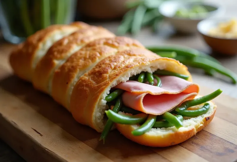 Délicieux Roulé de Jambon aux Haricots Verts Frais