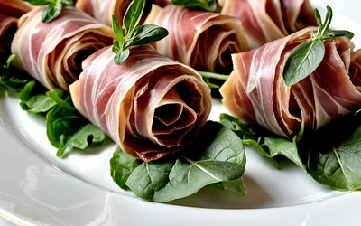 Recette facile de rouleaux de prosciutto au carré frais et roquette - Apéritif léger