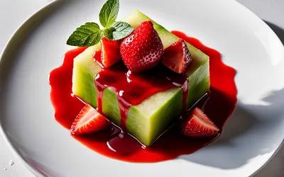 Dés de melon au coulis de fraises : dessert frais et fruité facile