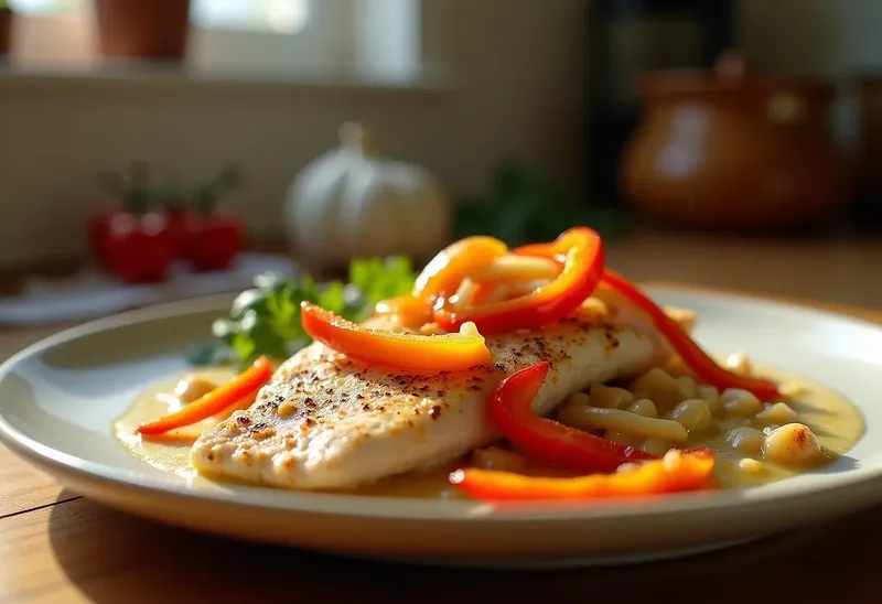 Dinde crémeuse au lait de coco et poivrons colorés
